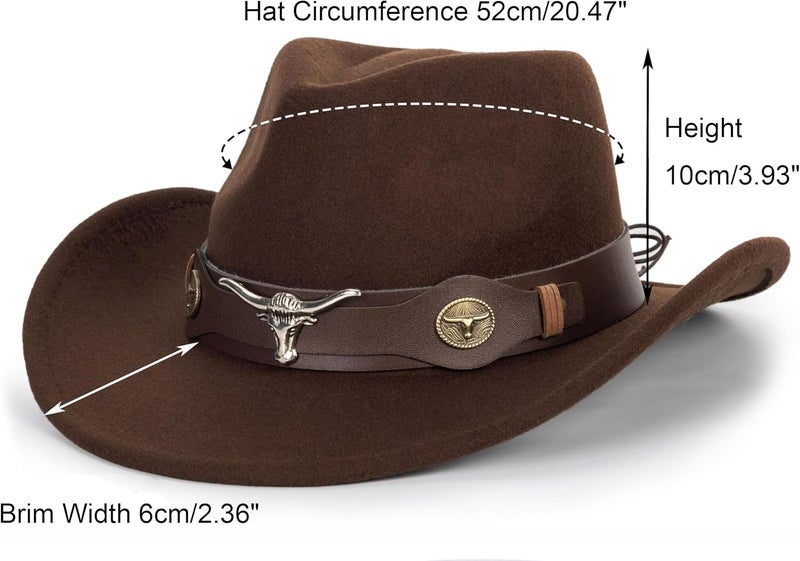 FGSS Kids Western Hats Boys Girls Cowboy Felt Fedora with Belt Buckle 3-7T - Image 4